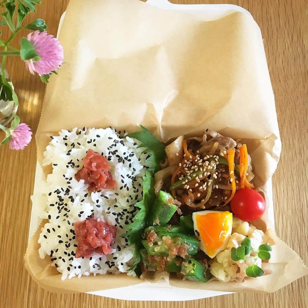 ecruのインスタグラム：「2019/08/20 (tue) 今日のお弁当。 焼肉&ポテトサラダ。 春巻きも揚げたけど、入らなかったわ。 ・ 神戸は雨が降っていますが、甲子園は大丈夫かな？ 履正社×明石商業、楽しみです！ 良いコンディションで試合してほしいなー⚾️ 阪神園芸さん、よろしくお願いします🙏 ・ #gonben #お弁当 #obento #bento #lunch #lunchbox #food #foodpic #foodphoto #ごん弁当 #instafood #instagood #yummy #love #japan #japanesefood #大学生弁当 #thankyou #onthetable #日々 #暮らし #お弁当記録 #ランチボックス  #使い捨て弁当箱 #花のある暮らし」
