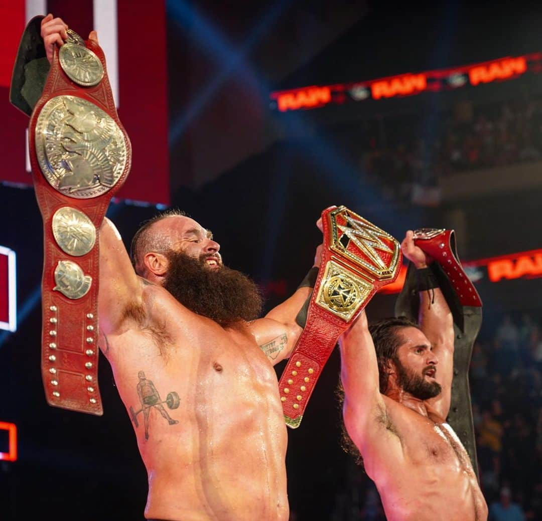 WWEさんのインスタグラム写真 - (WWEInstagram)「The NEW #RAW Tag Team Champions!! @wwerollins and #BraunStrowman make a great team... but for how long?  #AndNew」8月20日 12時07分 - wwe