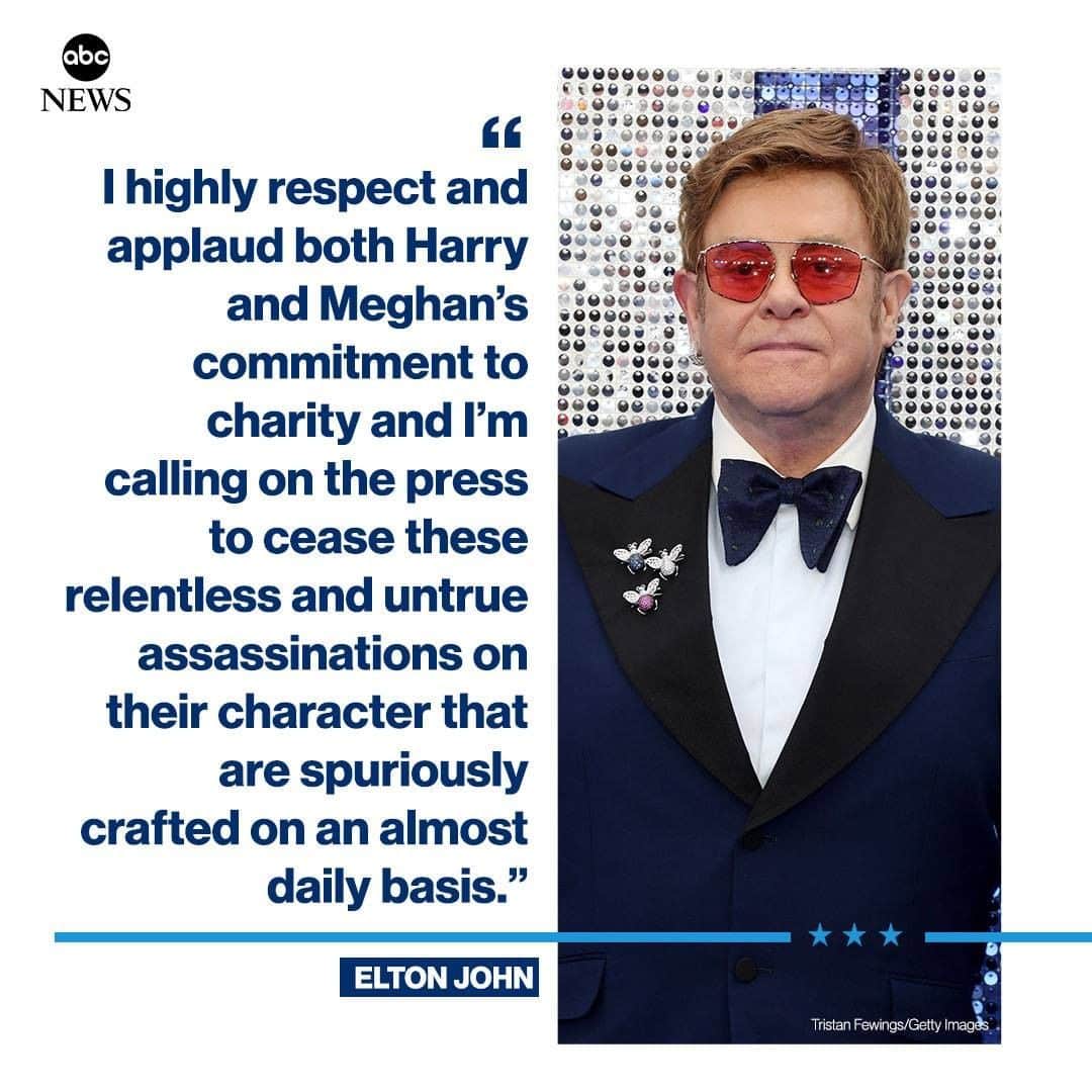 ABC Newsさんのインスタグラム写真 - (ABC NewsInstagram)「Harry, Meghan and their young son Archie attracted tabloid attention after flying to France on what we now know was Elton John's private jet.  John spoke up to set the record straight, especially about the carbon footprint of the plane. #eltonjohn #royals #royalfamily #meghanmarkle #princewilliam #flying」8月20日 22時52分 - abcnews