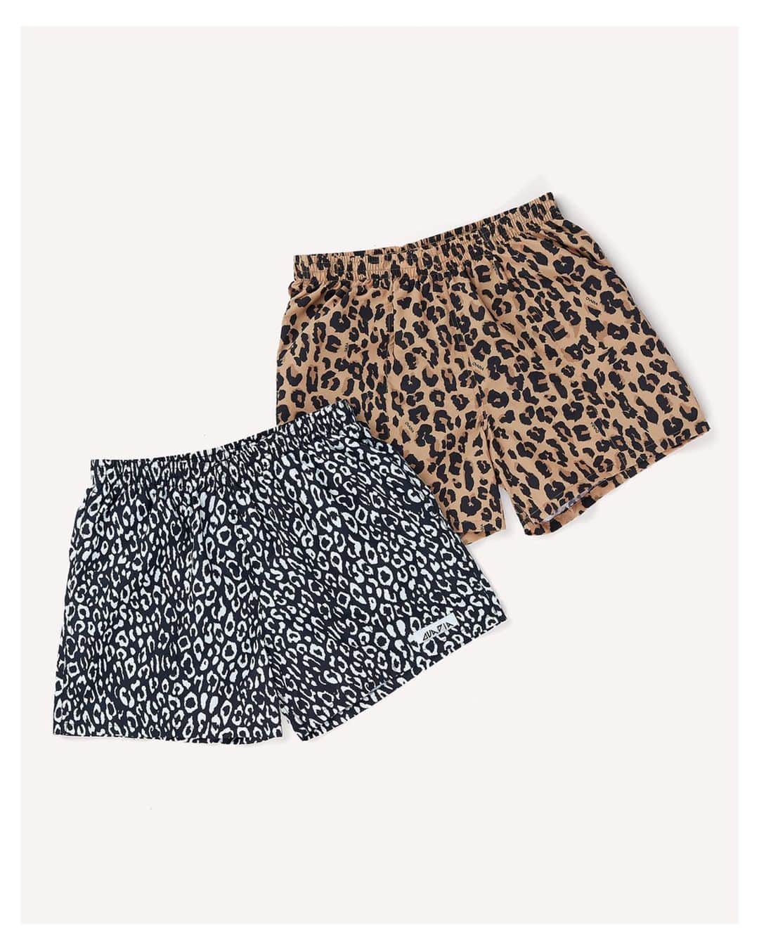 オバディア&サンズのインスタグラム：「Restock of the Leopard Main Beach nylon short and a new black colorway available exclusively online.」