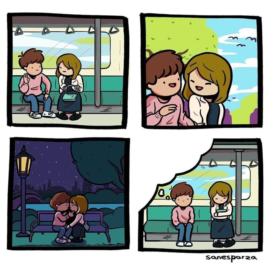9GAGさんのインスタグラム写真 - (9GAGInstagram)「Public transport’s daily love stories. | Follow @doodles⠀ -⠀ By @sanesparza⠀ -⠀ #doodles #9gag #comics」8月20日 17時00分 - 9gag