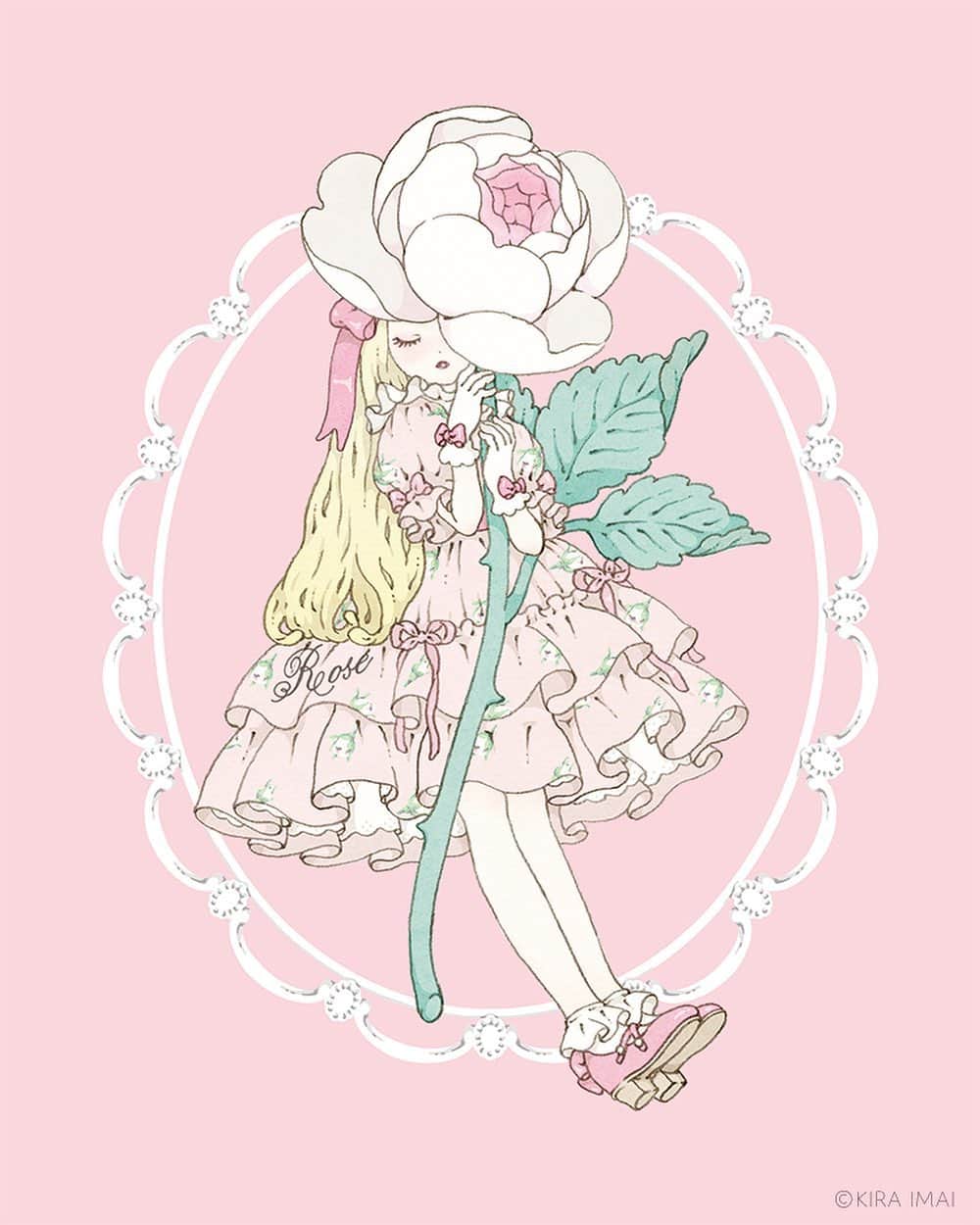 今井キラのインスタグラム：「ℒ𝒾𝓉𝓉𝓁𝑒 𝒷𝑜𝓊𝓆𝓊𝑒𝓉﻿ ℛ𝑜𝓈ℯ﻿ ﻿ 💐﻿ ﻿ 💐﻿ ﻿ 💐﻿ ﻿ #rose #ローズ #🌹#薔薇 #flower #花 #kiraimai #イラスト #sweetlolita #ロリータ #illustrator #イラストレーター #lolitafashion #💐」