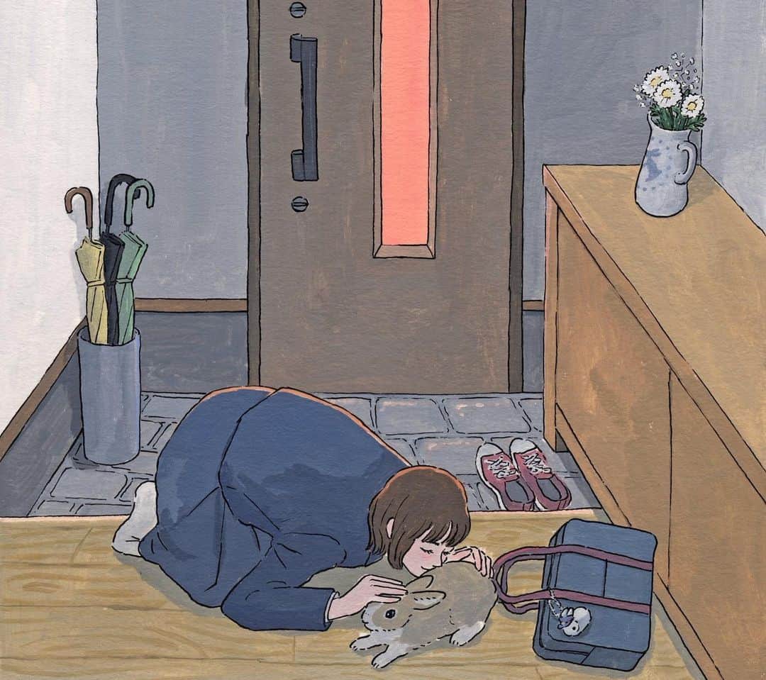 森山標子(しなこ)/Schinakoさんのインスタグラム写真 - (森山標子(しなこ)/SchinakoInstagram)「How to cuddle my bunny🐇 うさすいイラスト 2016年→2017年→2018年 * #illustration#art#drawing#design#acrylicpaint#アクリル絵の具#rabbit#bunny#うさぎ」8月20日 19時39分 - schinako