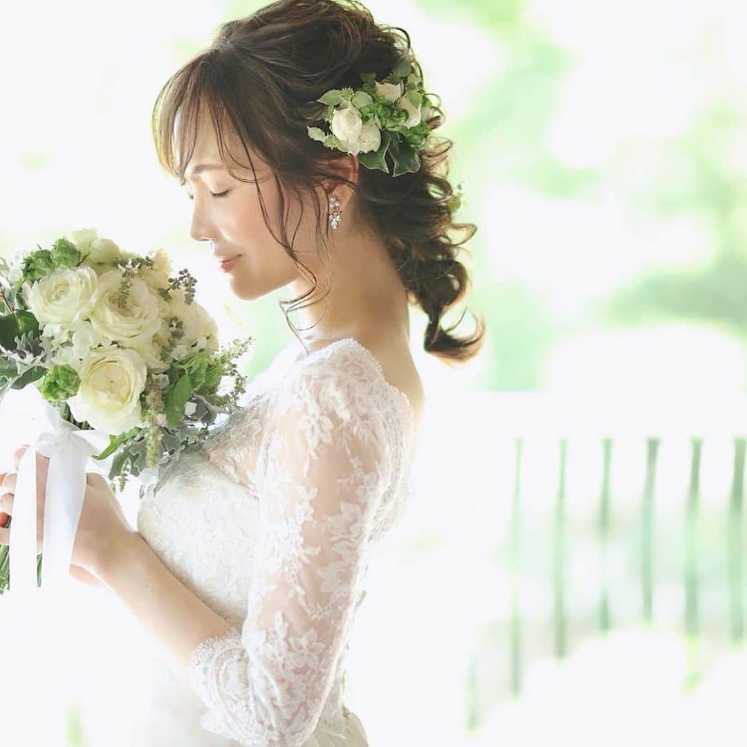 のインスタグラム：「幸せなお仕事でした♡ 花嫁さん役💍  #wedding #dress#happy#ウエディング」