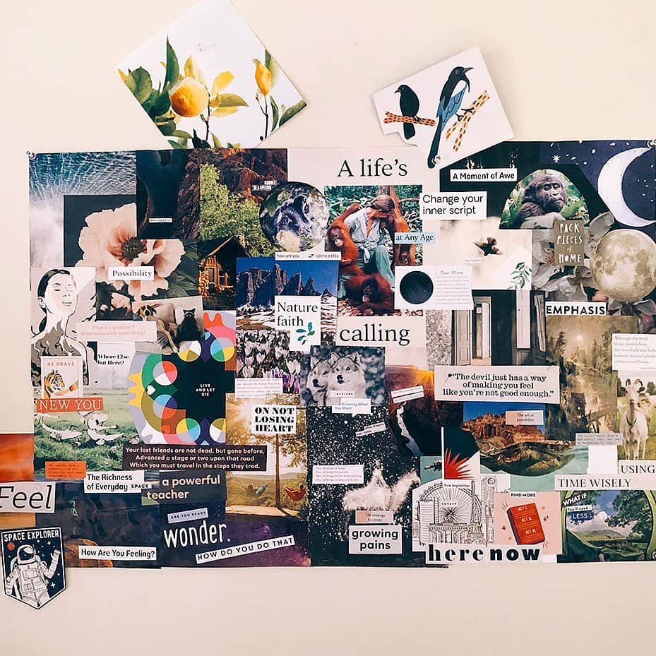 Grace Bonneyさんのインスタグラム写真 - (Grace BonneyInstagram)「🔮 What does the future hold? I decided to make (and share) one last vision board as we wrap up the final month of Design*Sponge and I have a feeling nature and big steps will be a part of my next chapter (I put some close ups in my stories above ☝🏽). Thanks for this great idea. So many of you suggested this as a way for me to better visualize and feel hopeful about life after Design*Sponge and you were right— I feel a clearer path opening to imagine new things 💛」8月21日 1時07分 - designsponge