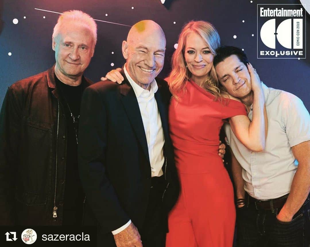 ジェリー・ライアンのインスタグラム：「Love this post (and the folks in this pic)... ❤️🖖🏻 #startrekpicard @startrekcbs  #Repost @sazeracla with @get_repost ・・・ Repost from the Hubs @weslymoore, who speaks for me here too: “Post Star Trek Las Vegas, I'm still swimming in and bedazzled by all things Trek. Still basking in the afterglow of Brent Spiner's wholly charming evening of cabaret and lounge music. So very much looking forward to seeing Patrick Stewart take back up the mantle of Jean-Luc in "Star Trek: Picard." So very glad to live in a world where Jeri Ryan (Seven of Nine) and Jonathan Del Arco (Hugh, aka Third of Five) are best friends and travel buddies forever. It's almost too much and I fret that we don't deserve it. And yet I can't wait! 💕”」