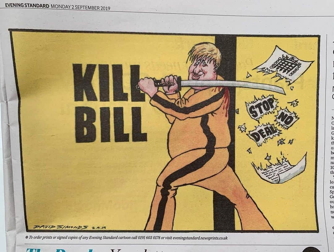 布袋寅泰さんのインスタグラム写真 - (布袋寅泰Instagram)「Evening standard. Kill Bill / Boris / Brexit この期に及んでもユーモアを忘れないイギリス人🇬🇧 #killbill #borisjohnson #brexit #eveningstandard #humor」9月4日 18時50分 - hotei_official