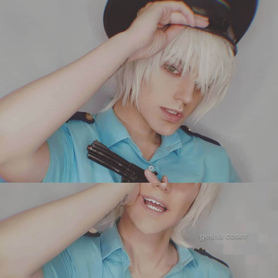 Gesha Petrovichさんのインスタグラム写真 - (Gesha PetrovichInstagram)「Costest for #reo Should make full cosplay and photoshoot or not, help me decide? 🤔 🥦🚔🥒🥒🥒🥒🥒🚔🥦 #sarazanmai #さらざんまい #ヒロアカ #レオン #geshacoser #cosplay」9月4日 23時42分 - petrovichgesha