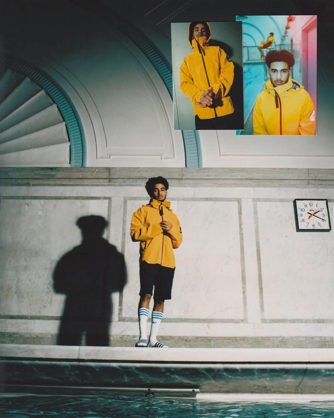 adidas UKさんのインスタグラム写真 - (adidas UKInstagram)「The Golden Boy from Hayes, West London - artist @Rushyfromthe3 burst onto the scene this year with his debut music video. 📷 Captured by @finn_constantine at Marshall Street Swimming Baths in Soho.⁣ Wearing: The new adidas #MYSHELTER jacket.⁣ A jacket designed for transitioning through the city.⁣」9月5日 1時21分 - adidaslondon