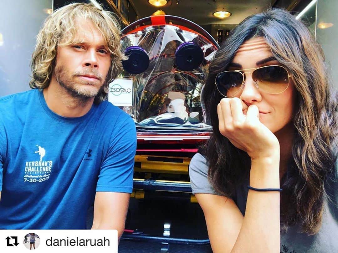 NCIS:LA 〜極秘潜入捜査班のインスタグラム：「Counting down the days till our Sunday #Densi fix! #Season11 premieres Sept 29 on #CBS  #Repost @danielaruah ・・・ “Fifth Element” made it look sexy but this thing behind us is actually where I put @ericcolsen when he disagrees with me. . Isto parece sexy no filme 5° Elemento, mas é de facto onde eu ponho o #ericcolsen quando não concorda com as minhas ideias. . #bts #ncisla @ncisla #densi #keeks #kensiblye #martydeeks #fern #max」