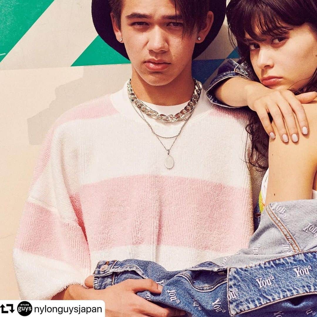西村哲也のインスタグラム：「Styled by me  #repost @nylonguysjapan ・・・ 学校でも街でもなぜか目立って常に視線を浴びる彼ら。INTERSECTIONの4人とAMYのそれぞれの恋が見え隠れする放課後のまぶしいユースストーリーを目の当たりにして。  september issue CLOSE TO YOU  model @caelanmoriarty @amywotsit  CAELAN  pullover @alexanderwangny pants @looksea.jp boots @eytys  AMY  dress @pinnap_tokyo_1 jacket @msgm boots @johnlawrencesullivan_official  #nylonguys #nylonjapan #nylonjp #aboything #fashion #beauty #culture #caelumjp」