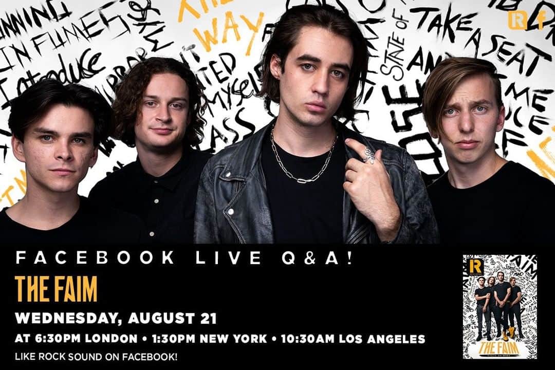 Rock Soundさんのインスタグラム写真 - (Rock SoundInstagram)「Tonight! @TheFaim are hosting a live Q&A on the Rock Sound Facebook, talking about their Rock Sound cover, their upcoming album 'State Of Mind' and everything in between! ⠀ ⠀ Tune in and think of some questions: bit.ly/2WxOA9a」8月21日 20時00分 - rocksound
