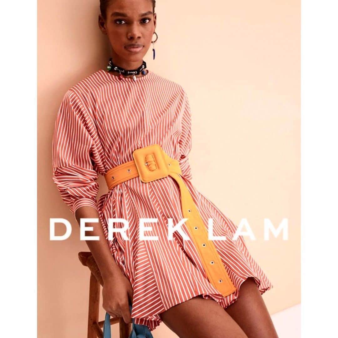 デレク ラムのインスタグラム：「Orange crush. Striped shirting dress Derek Lam 10Crosby. In stores now. #orangeisthenewblack #orangecrush #orangeyougladtoseeme?」