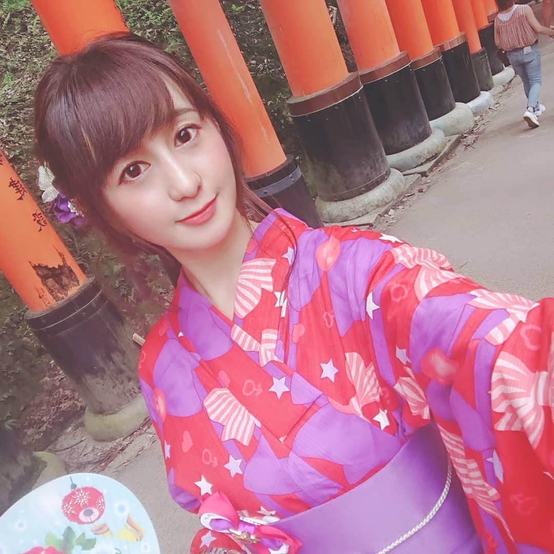 星空もあのインスタグラム：「楽しかった京都旅行🥰 浴衣めちゃくちゃ暑かったけどセーラームーン浴衣がほんとに可愛くて着れてよかった〜😍星空はセーラーマーズです  #京都 #京都旅行 #伏見稲荷 #車折神社 #浴衣 #セーラームーン浴衣 #私はセーラーマーズ #きずぽんはセーラームーン #はちゃめちゃに可愛い」