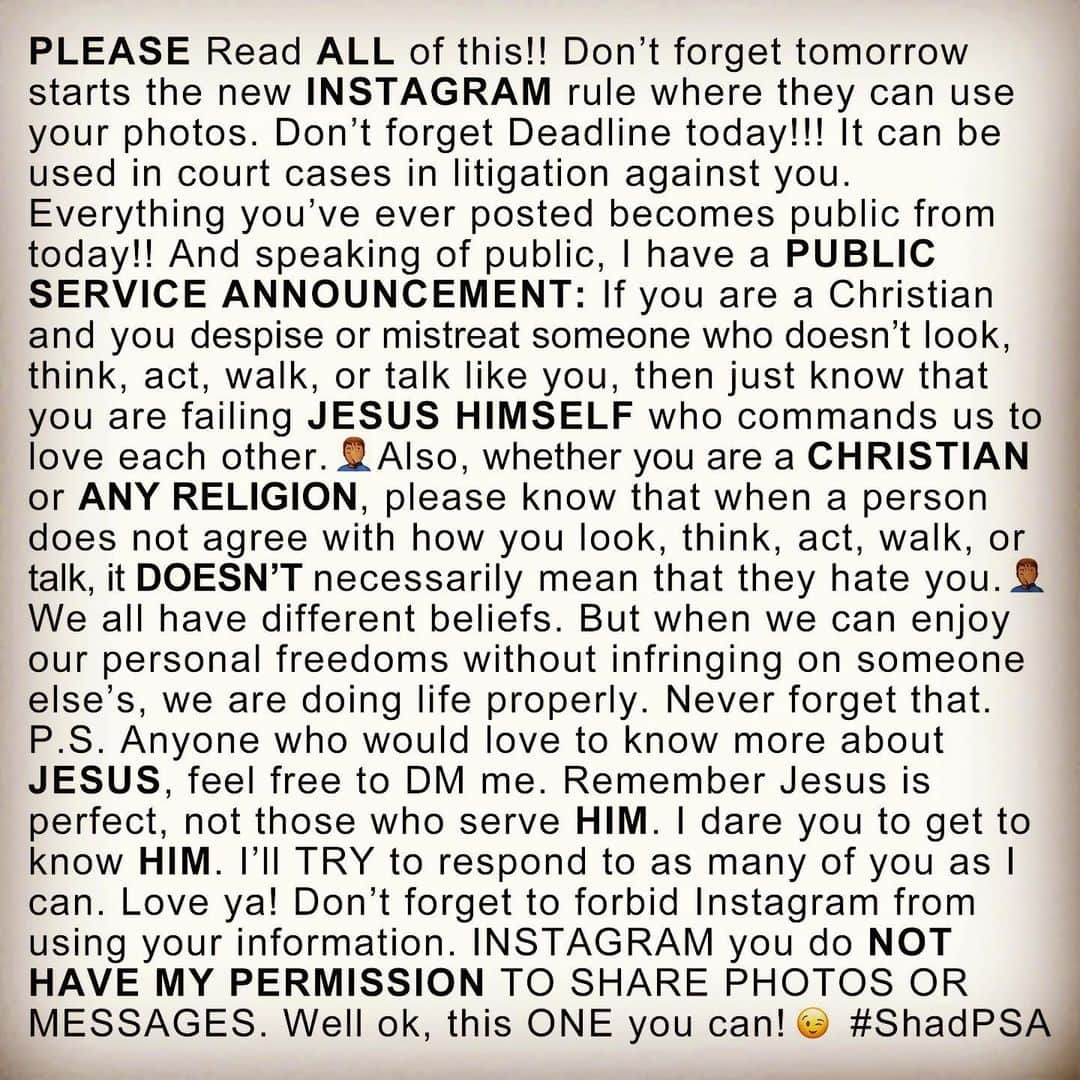 ラッシャッド・ジェニングスさんのインスタグラム写真 - (ラッシャッド・ジェニングスInstagram)「#ShadPSA - Spread more love. ❤️」8月22日 21時27分 - rashadjennings