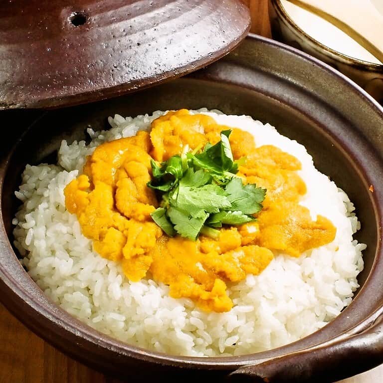 六献 飯田橋のインスタグラム：「. 【全席個室席】 お写真は「海栗の土鍋御飯」 東京の都心飯田橋でも数少ない全席個室店 少人数個室から企業様の会食にも。大人数用個室完備(最大12名様) 極上の和食をごゆっくり味わっていただけます。 . . #六献#飯田橋#うに#ウニ#雲丹#炭火焼き#サーロイン#A5ランク#地酒#夏酒#ポン酒タグラム#日本酒大好き#純米酒#日本酒で乾杯#酒スタグラム#純米吟醸#日本酒好きな人と繋がりたい#十四代#日本酒大好き#接待#宴会#和食ごはん#和食好き#和食大好き　#和牛#すき焼き#旬魚#鮮魚#コース#和食レストラン」