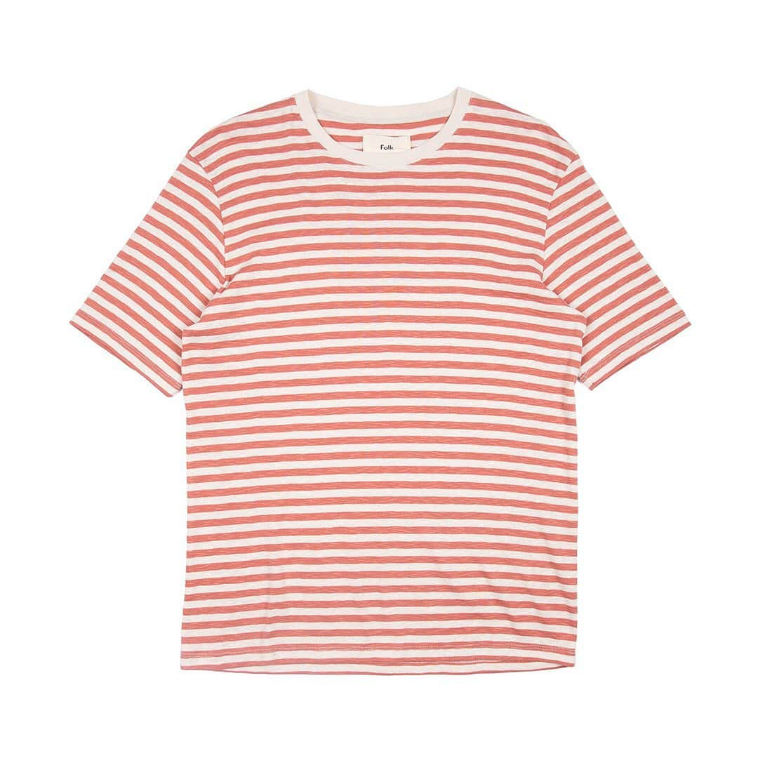 フォークさんのインスタグラム写真 - (フォークInstagram)「Our Classic Stripe Tee in Rhubarb. Available in both the men’s and women’s collection this season #folkclothing #newseason」8月22日 17時28分 - folkclothing