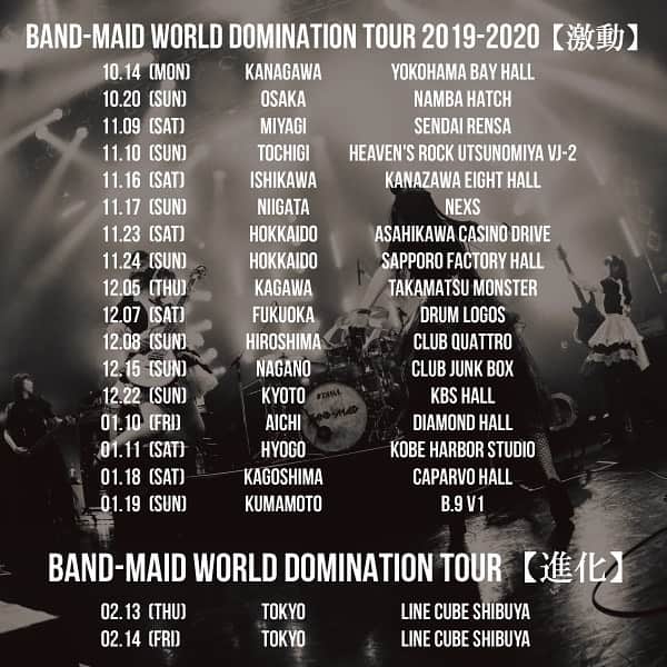 BAND-MAIDさんのインスタグラム写真 - (BAND-MAIDInstagram)「・JAPAN TOUR【激動】【進化】 TICKET Presale for JAPAN Tour (Exclusive for Overseas Paid Members of Fan Club)  https://bandmaid.tokyo/contents/258829 ■Entry Period 12:00, Thurs. August 22 – 23:00, wed. August 28, 2019 (JST) ■Lottery Results Available From 15:00 on Sat, August 31, 2019 (JST) ■Payment Method Credit Card Payment *In addition to the ticket price, Service Charge of \550/ticket will also be charged. *The fees will be charged to the customer’s card when the lottery entries are selected. ■Receiving Your Tickets Tickets will be available for pickup at the venue on the day of the performance.  You will be asked to show the following items at the venue:  1. Your photo ID (ex. passport)  2. The credit card you used to purchase the tickets  3. A printout of the lottery selection confirmation email https://bandmaid.tokyo/contents/263328 (for paid members only) ■Please visit the link below for the fan club application. https://bandmaid.tokyo/signup ■About the fan club https://bandmaid.tokyo/about/payment」8月22日 19時20分 - bandmaid.jp