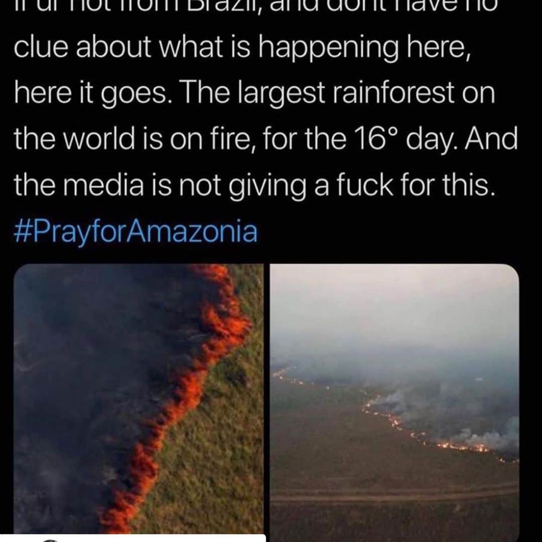 ブルック・バークさんのインスタグラム写真 - (ブルック・バークInstagram)「・・・ #Repost @karmagawa ・・・ @alessandraambrosio  The AMAZON RAINFOREST has been burning for 3 weeks.....WTF! We are on the verge of losing it completely if the fire isn’t put out soon! The loss of trees, the loss of biodiversity is what is accelerating climate change...and yet nobody is saying a word! Nobody is doing anything for our largest rainforest in the world! Nobody is doing anything for some of the most beautiful people in the world, nobody is doing anything for the incredible animals there either! Mother Nature is angry with us…so we all need to wake up ASAP before we suffer some major consequences due to our irresponsible behavior and inaction so spreading awareness to everyone RIGHT NOW is crucial to saving the rainforest from destruction! News/media outlets are quick to cover political controversy and negative stories, but won’t talk about this urgent issue so we must all use our social media platforms and send them this post and when they get enough emails, DMs and messages about this story they will be FORCED to cover it and then the world will finally see what’s happening RIGHT NOW! Please share this post with any news media you follow and with ALL your followers and tell them to share it too…let’s all do what we can to get the word out ASAP and it’s also important to pray for Brazil too 🇧🇷 WE MUST SAVE THE RAINFOREST BY WORKING TOGETHER! Thank you for the head’s up @mikeholston #prayforbrazil #prayforamazonia #savetherainforest #karmagawa」8月22日 22時58分 - brookeburke