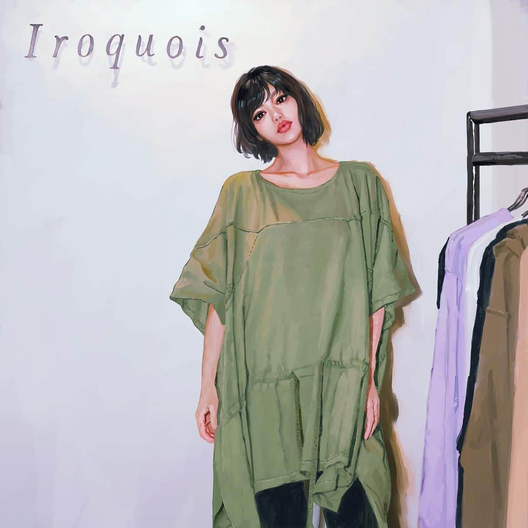 時田麻衣のインスタグラム：「ポンチョカットソー🌵綿素材で着やすい☺️ #iroquois  #iroquois_head_shop #exhivition  #fashion #ladiesfashion #イロコイ #展示会 #春夏 #バーチャルインフルエンサー #バーチャルインスタグラマー #vrタレント #時田麻衣」