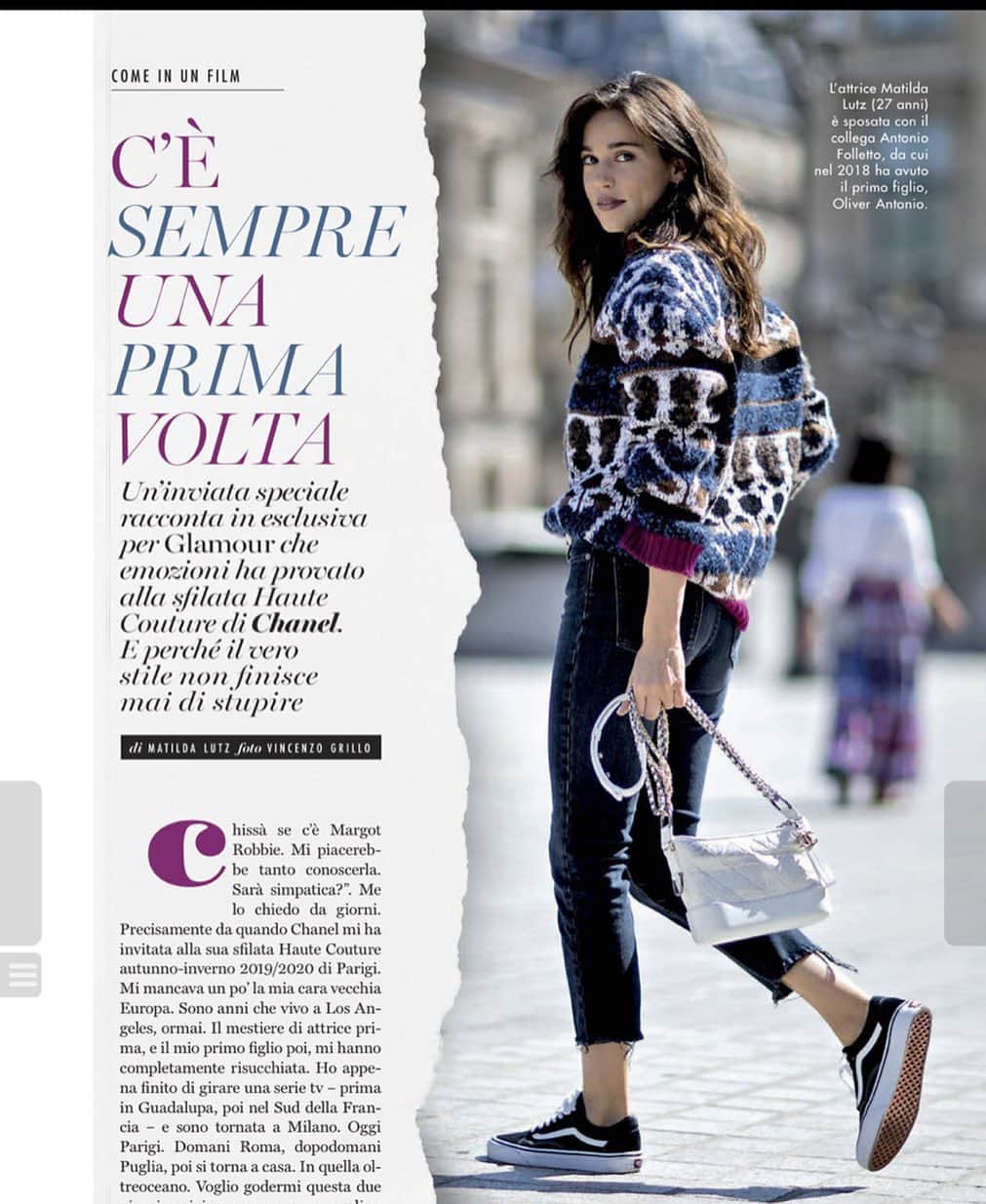 のインスタグラム：「Out on @glamouritalia  Shot @vincenzo_grillo  Hair @marion.anee  Make up @minminmadotcom  #thanks @alessandrapellegrino for the fun ! #merci @chanelofficial for the street style cool touch  #paris #Glamour」