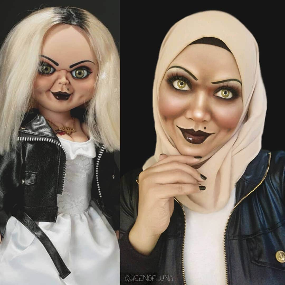 queenoflunaのインスタグラム：「#fbf Bride of Chucky 🔪  Thank you guys btw, for the love on my Demogorgon inspired look. 💖 . . .  #brideofchucky #tiffany #chucky #chuckysbride #creepydoll #killerdoll #halloweenmakeup #halloweenlook」