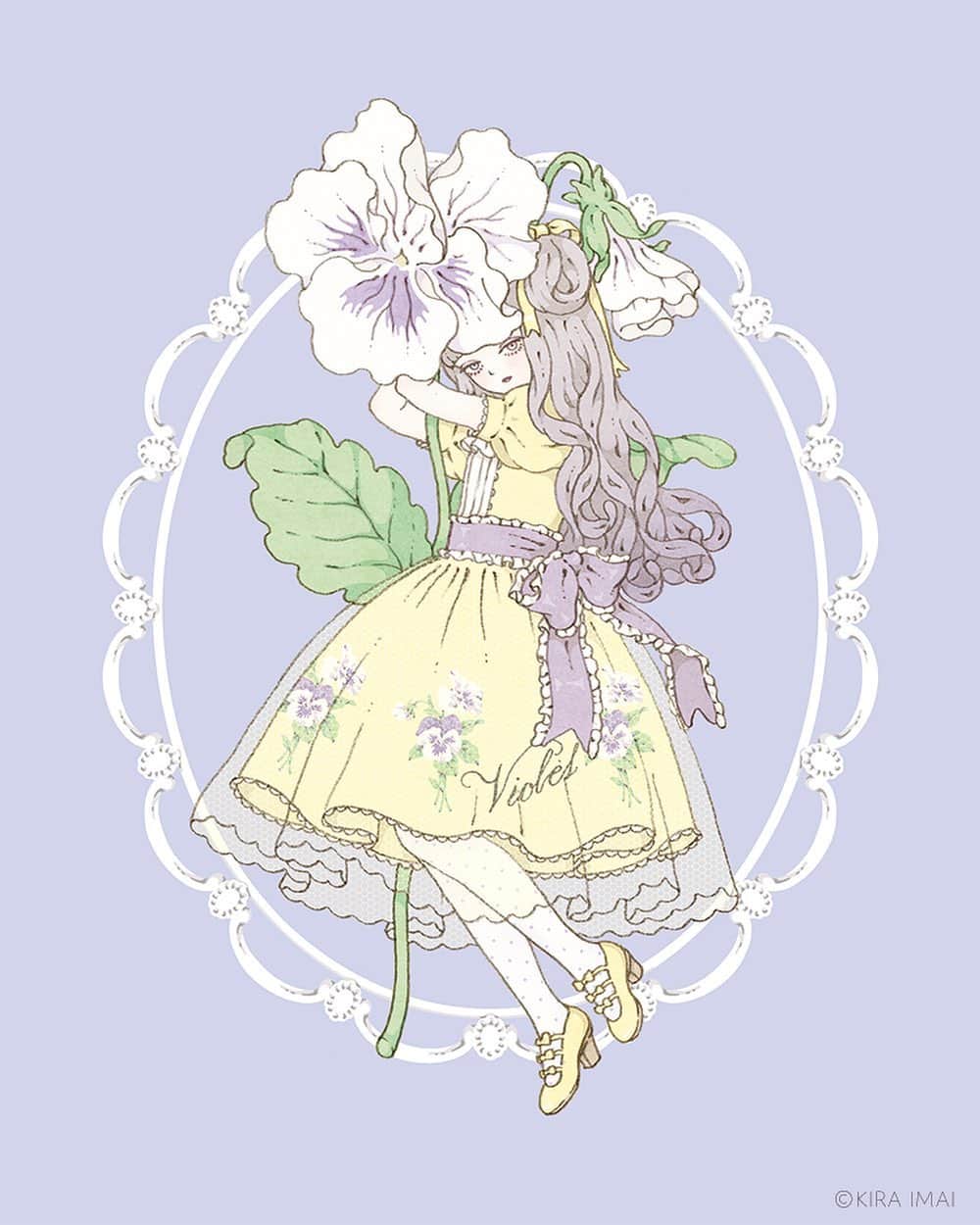 今井キラのインスタグラム：「ℒ𝒾𝓉𝓉𝓁𝑒 𝒷𝑜𝓊𝓆𝓊𝑒𝓉﻿ 𝒱𝒾ℴ𝓁ℯ𝓉﻿ ﻿ 💐﻿ ﻿ 💐﻿ ﻿ 💐﻿ ﻿ #violet #violette #スミレ #菫 #flower #花 #kiraimai #イラスト #sweetlolita #ロリータ #illustrator #イラストレーター #lolitafashion #💐」