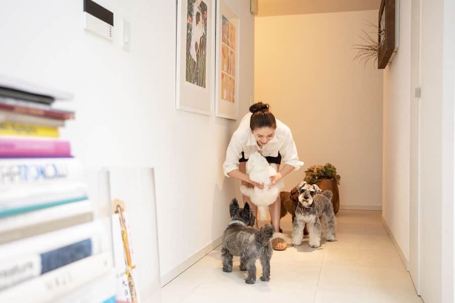 大日方久美子さんのインスタグラム写真 - (大日方久美子Instagram)「・ 「犬たちと暮らす」をテーマに @morimoto_sumau のインタビュー記事が公開されました！ ・ 犬たちとの生活を始めて、いい意味で諦めることを知りました。  おしっこトレーニングに失敗してソファにおしっこされても、張り替えができる。と自分にリマインドさせ、5秒で立ち直ることができるようになったら、日常で予期せぬトラブルが起きても、解決策をすぐに考えられるようになった気がします😂 ・ いたずらされたら、されないような対策をしたり、いたずらされてもリカバーできるように先を読んむことも、犬たちとの生活で学んだこと。  いつか千葉の海の近くに犬たちが自由に走り回れるお家を建てて、東京に行き来する生活ができたらいいな！  その頃には、東京でもペット可物件が増えていますように🙏🏻 ・ インタビュー記事は @morimoto_sumau トップページURLか、私のストーリーから！  そして！来たる9月25日19時から 代官山モリモトオフィスにて「ペットと暮らし」をテーマにトークショーを開催します😊 ・ おしっこされても大丈夫なソファーから😂、最近トレーニングに行き始めたヴィヴィムーの様子や、保護活動についてなど、色々なお話を皆さんとシェアできたらと思っています！詳細は9月上旬にお知らせいたしますね！ ・ ・ #morimoto #モリモト #私たちだって自分らしい家が欲しい  #保護犬」8月23日 20時25分 - kumi511976