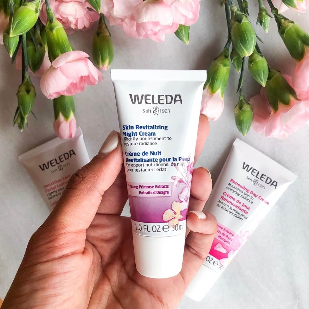 Weledaのインスタグラム：「Our Skin Revitalizing Night Cream helps restore the look of skin’s dewiness and plumpness! Leave a ✨ if your skin could use a dewy glow! #WeledaSkin」