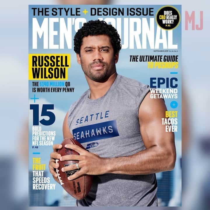 ラッセル・ウィルソンのインスタグラム：「Grateful to be on the Cover of @MensJournal on top of the Emerald City! Seattle, I Love You!!! #GoHawks」