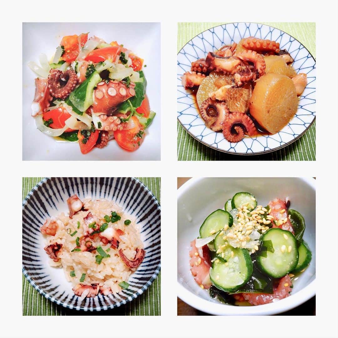 のインスタグラム：「釣った明石タコは、カルパッチョとかタコ飯とか色々して食べたんだ😋 ・ 釣回家的章魚變成卡爾帕橋，章魚飯等等😋 ・ ・ #タコ料理 #明石たこ #章魚 #タコ飯 #youki飯 ##台湾 #台灣 #日本 #ハーフ #混血兒 #女優 #演員 #actress #日本語 #日文 #中国語 #中文」