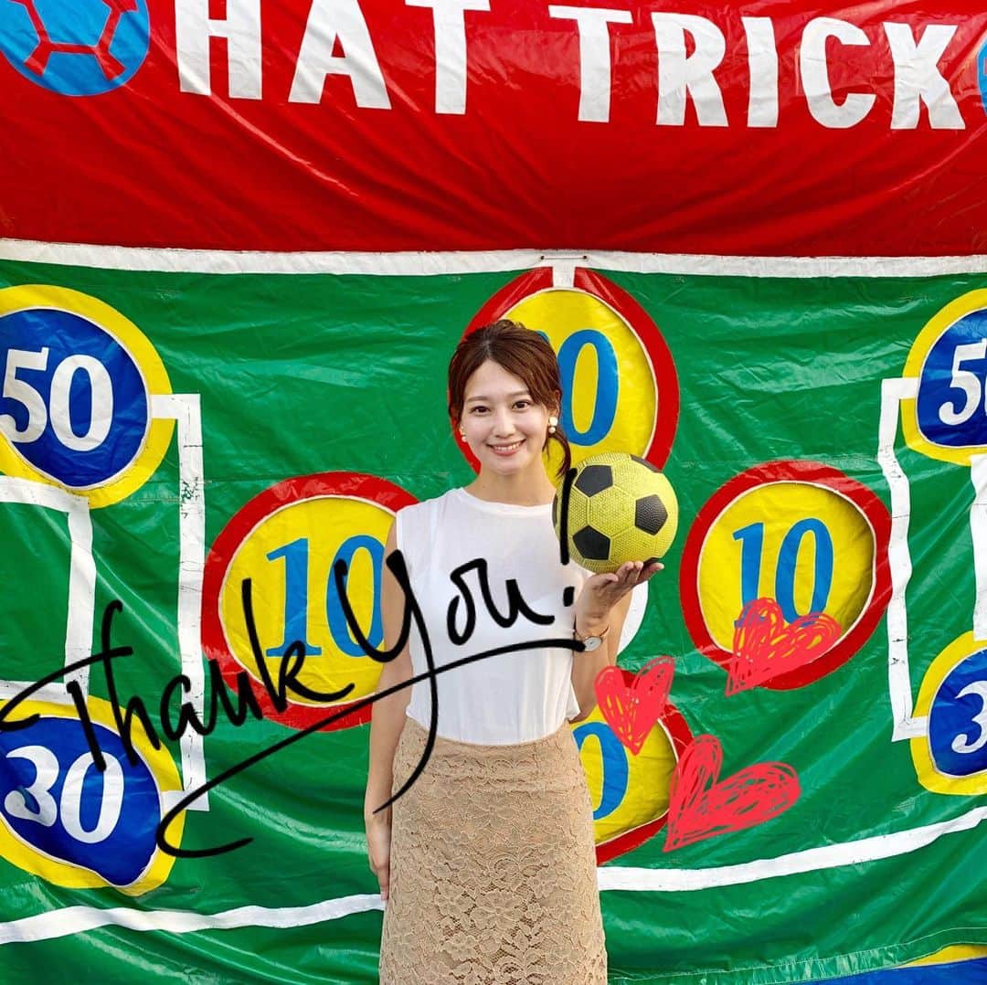 のインスタグラム：「. 今日はフクアリで試合前の トークショーのMCでした⚽️🎤✨ 今年で４年目だったでしょうか？🤔 毎年恒例の#ペリエマッチデー  今年もありがとうございます💕 地元千葉でのお仕事だったので 沢山のお声がけも嬉しかったです😊💕🤲 やっぱり私はイベントのお仕事！すきです！！ . . #フクアリ#ジェフ千葉 #ヴァンフォーレ甲府 #スペシャルゲスト #新井一輝 選手 #乾貴哉 選手 #キックターゲット⚽️ #チャント聞くと盛り上がる  #久しぶりに#シャキットポーズ #ありがとうございました #来週はラグビー🏉  #須貝茉彩」