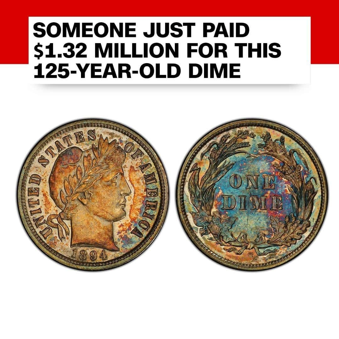 CNNさんのインスタグラム写真 - (CNNInstagram)「A Utah businessman paid $1.32 million for this dime last week at a Chicago coin auction. But it isn’t just any 10-cent piece — the 1894-S Barber Dime is one of only 24 ever made, according to Stack’s Bowers Galleries, which held the auction. The buyer, Dell Loy Hansen, is an avid coin collector and is working toward a collection that includes an example of every coin ever made by the US Mint from 1792 onward. (📸: Professional Coin Grading Service)」8月24日 19時14分 - cnn