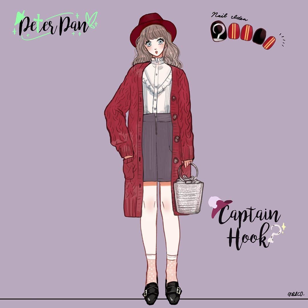 みーこさんのインスタグラム写真 みーこinstagram フック船長イメージコーデ イラスト ファッション ファッション コーデ ファッションイラスト ディズニー ディズニーバウンド バウンドコーデ ピーターパン フック船長 ヴィランズ ディズニー