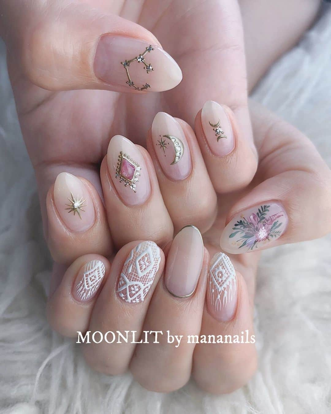 mananailsさんのインスタグラム写真 - (mananailsInstagram)「fine jewelry & crochet lace ㅤ ☾オフ込み150min」8月25日 8時15分 - mananails