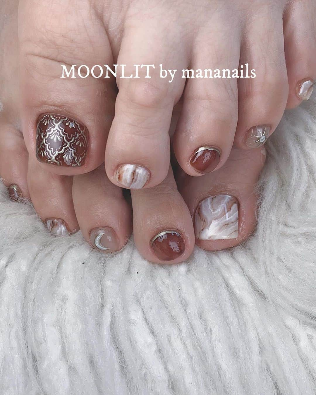 mananailsさんのインスタグラム写真 - (mananailsInstagram)「marble × brown ㅤ ☾120min design」8月25日 17時12分 - mananails