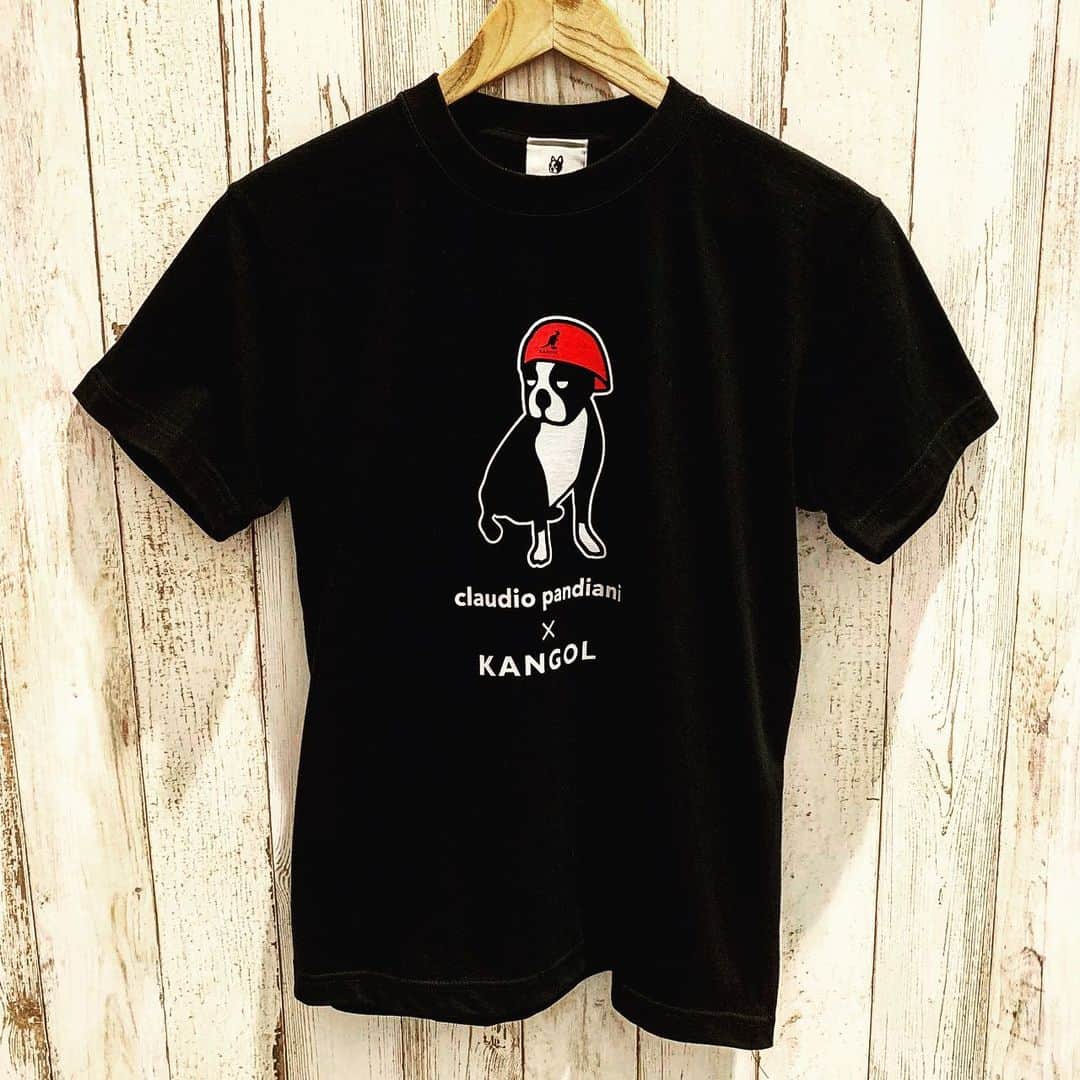 のインスタグラム：「KANGOL×PANDIANI. コラボレーションさせて頂きました。 大人の事情で帽子は作れなかったのでパンディアーニくんに代わりに被ってもらいました😏  #collaboration #kangol #soccerjunky #claudiopandiani #frenchbulldog #bostonterrier #buhi #」