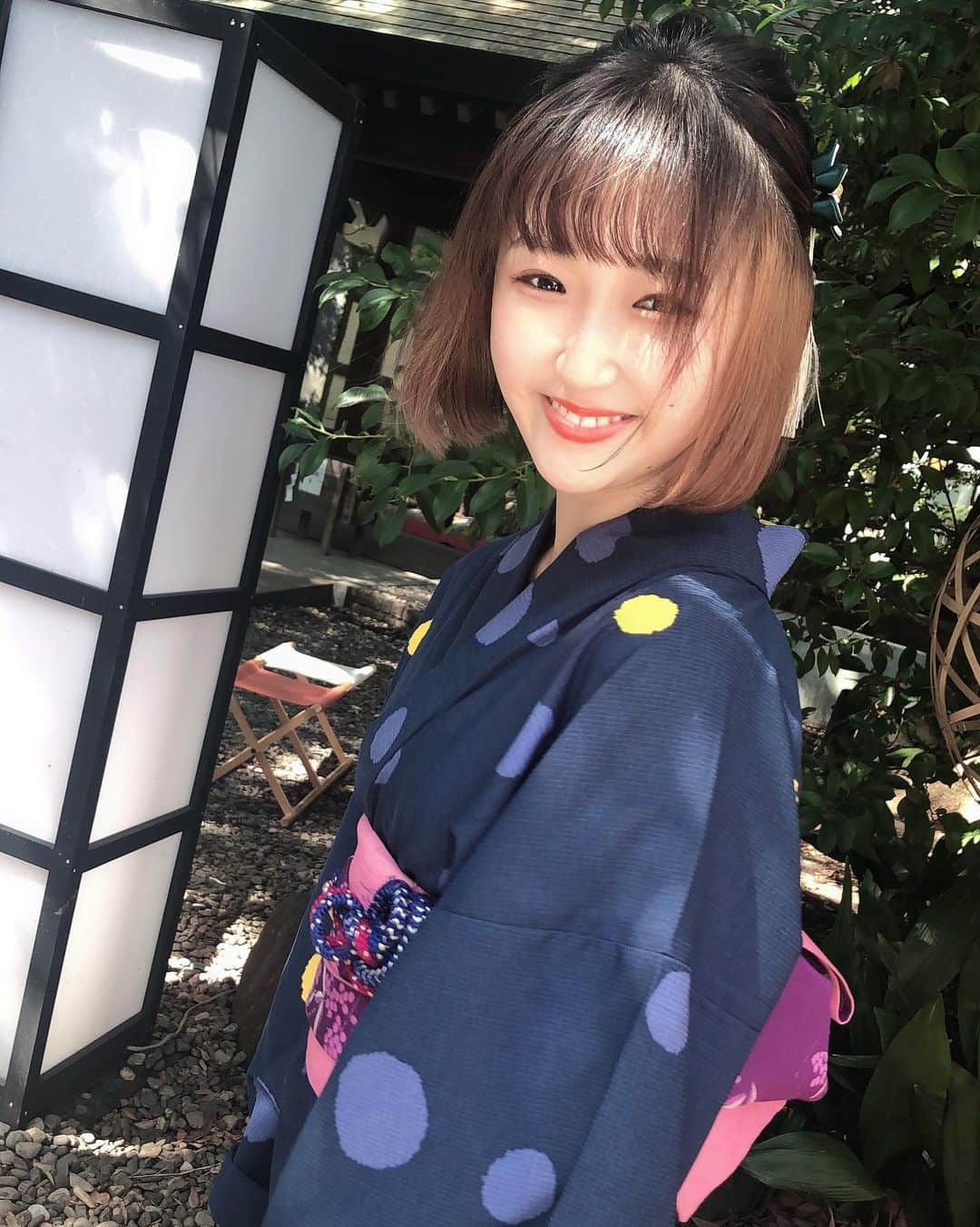 平井はんなのインスタグラム：「. まさか今年の夏にもう一度 浴衣を着れるなんて思っていませんでした☺︎ 川越観光とっても楽しかったなぁ〜🎐🖤 . #浴衣 #川越 #夏 #いいね」