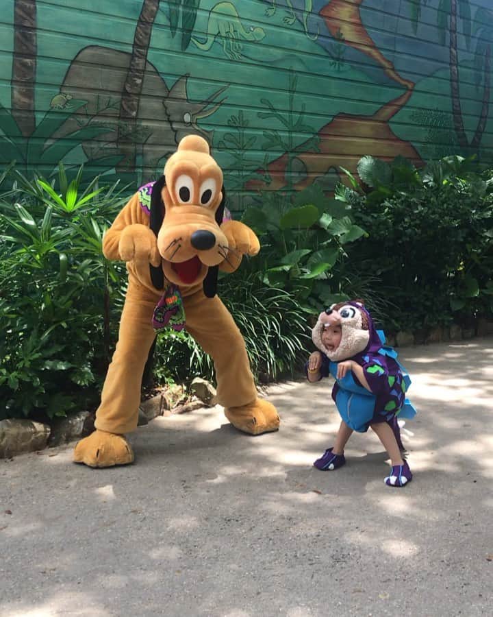tiahy__のインスタグラム：「Dino Land. . . . 2人とも恐竜になりきる姿がなんとも仲良しです♡🦕🦖. . . #chip_taia #wdw#Dinoland#waltdisneyworld#animalkingdom#taiacostume#disney#disneybaby#disneykids#disneyfamily#pluto」