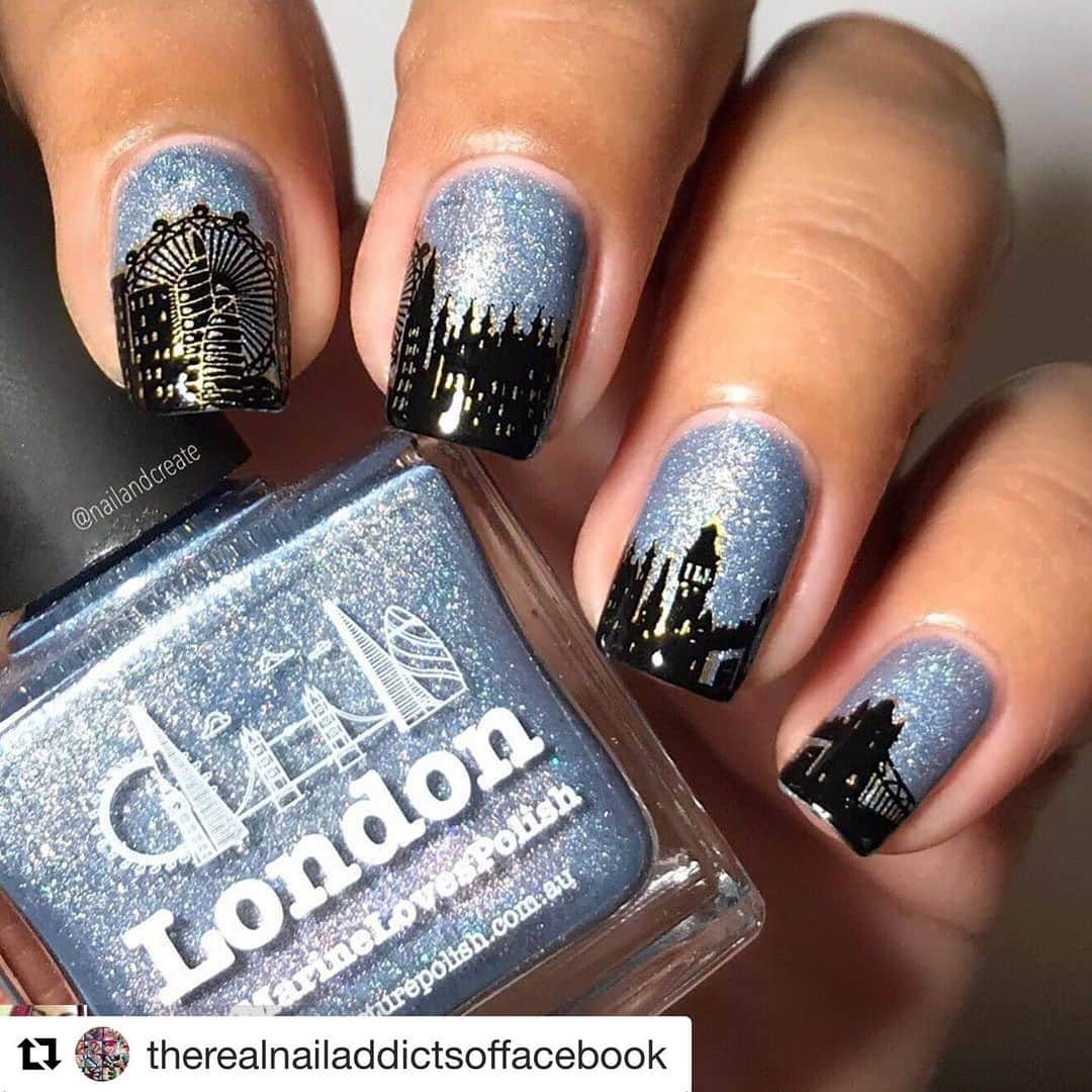 Nail Designsさんのインスタグラム写真 - (Nail DesignsInstagram)「Credit: @therealnailaddictsoffacebook ・・・ Credit to from @nailandcreate (@get_regrann) -  One of my favourite polishes and favourite cities 🇬🇧 for #glamnailschallengeaug city buildings 🏙 And I’m no Claire but I have to say, I am really proud of my pretty decent double stamping . Picture Polish {London} Maniology x @clairestelle8 stamping plate M035 Born Pretty stamping polishes . #glamnailschallenge #citybuildings #london #londoninmyheart #pplondon #picturepolish #maniology #maniologyxclairestelle8 #stampingnailart #cityskyline #nailart #nailart #nailinspo #nailitdaily #nailstagram #nailsofinstagram #nailsonfleek #nails2inspire #instanails #naillove #nacpp #nacmaniology #nailporn #nailpromote #nailartlove #nailaddict #nailspafeature #trna」8月26日 4時08分 - nailartfeature