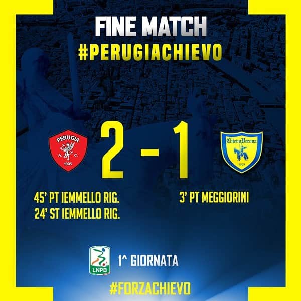 ACキエーヴォ・ヴェローナさんのインスタグラム写真 - (ACキエーヴォ・ヴェローナInstagram)「Fine match #PerugiaChievo 2️⃣-1️⃣ 💛💙 #seriebkt #calcio #football #chievo #chievoverona」8月26日 6時00分 - acchievoverona