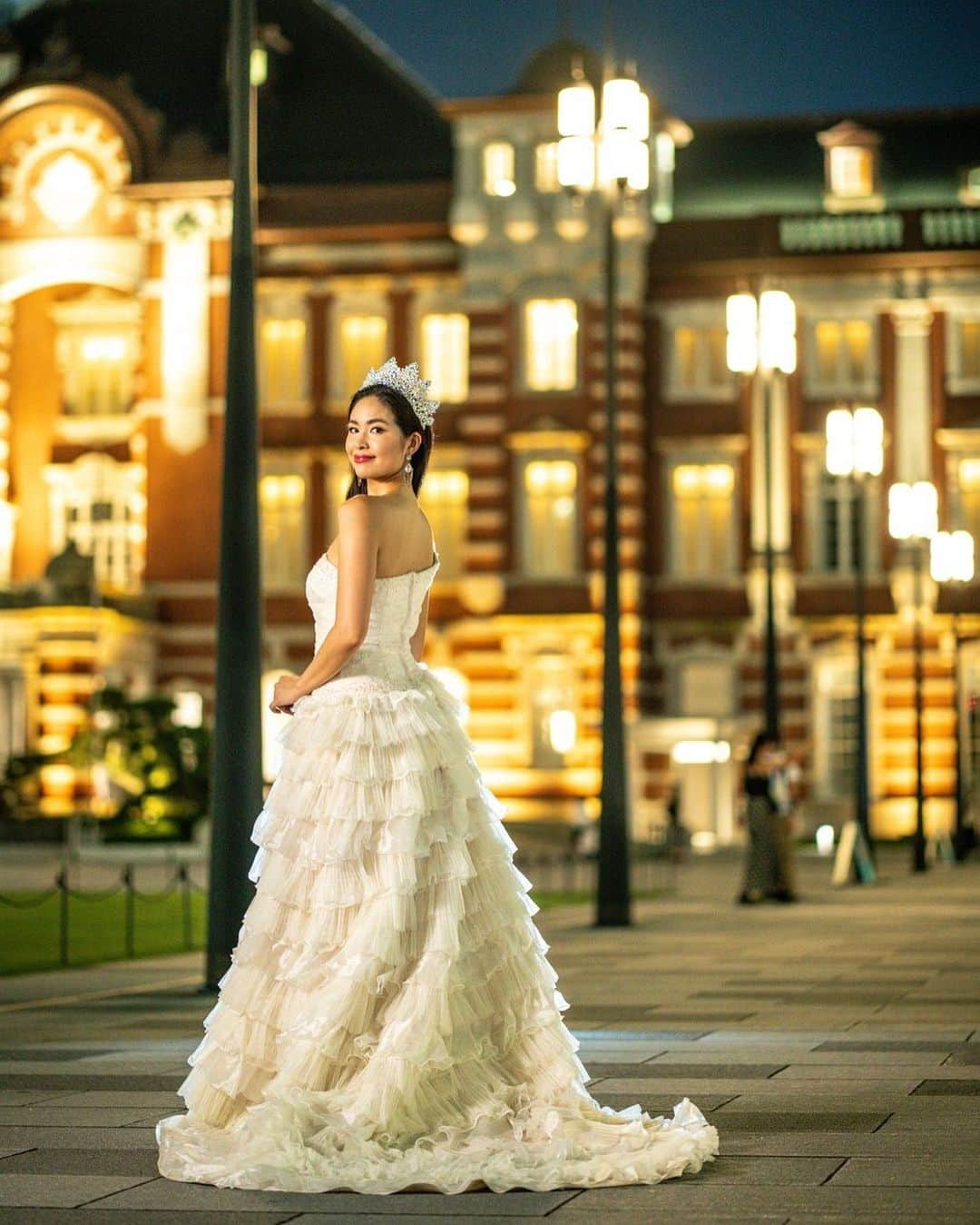 冨田七々海のインスタグラム：「Amazing photoshoot with my gorgeous crown and dress✨👑 ・ Model: @nanamitomita  PC: @cinemachi_photo ・ ・ #portrait #photography #model #photoshoot #tokyo #tokyostation #dress #makeup #eveninggown #misscappadocia #missjapan #missecointernational #撮影 #作品撮り #モデル #東京駅 #ウェディング #ウェディングドレス #ウェディングフォト #ミスコン #ミスジャパン #ミスカッパドキア  #写真好きと繋がりたい #ドレス #ポートレート #ポートレート撮影 #ポートレートモデル #ポートレート部」