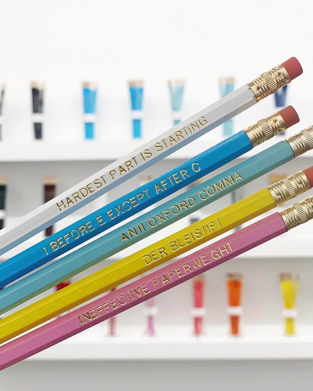 Warby Parkerのインスタグラム：「Hey, pencil lovers! ✏️💙 We're celebrating #826Day with our friends at @826boston and @onwardrobots—two nonprofits that help students find their inner authors and sharpen their writing skills—by giving away some of our favorite writing utensils ⬆️ (Fun fact: Our Cambridge and Ann Arbor Pencil Room locations feature custom @cwpencilenterprise pencils, with all proceeds of pencil sales going to their local 826 chapters.) Tell us what your pencil would say in the comments below, and we'll choose a few of our favorites 👍」