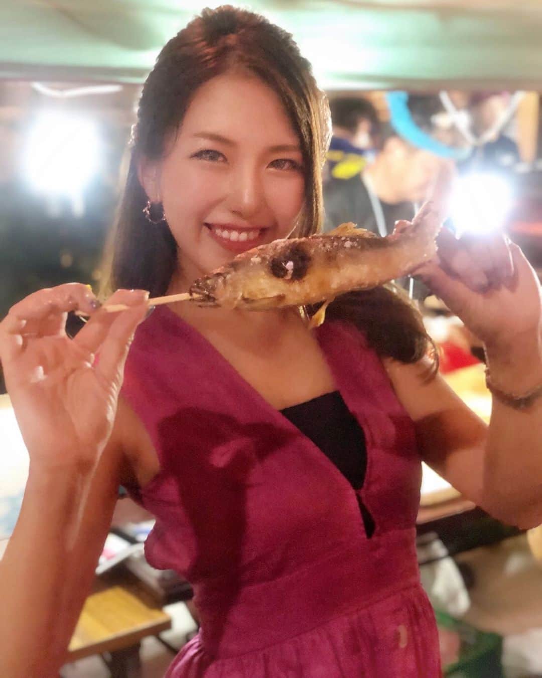 のインスタグラム：「. 麻布十番祭り2019🎐 岐阜でたくさん食べた鮎もあったよ🐟✨ もちろん頼みました☺️💛 今年は日本の夏を満喫したな🌻💛 . #夏 #夏祭り #祭 #麻布十番 #鮎 #fish #ayu #summer #japan #tokyo #武田奈津美」