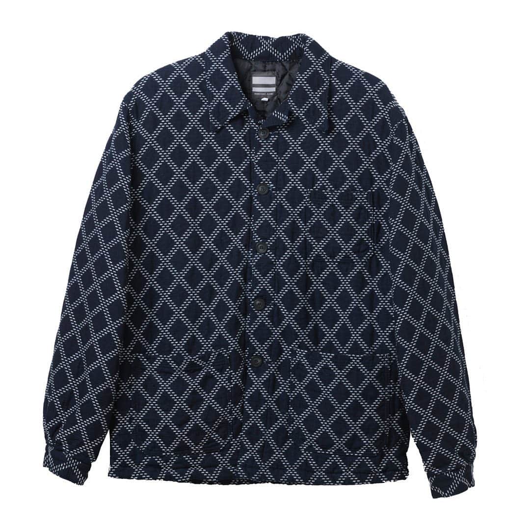 momotarojeansのインスタグラム：「03-123  SASHIKO jacquard frenchwork jacket  #kojima #kurashiki #okayama #jeans #denim #denimday #denimporn #denimhead #selvedge #selvage #selvedgedenim #selvedgeforum #denimevolution #selvedgemurah #unionspecial #goingtobattle #madeinjapan #japanesedenim #fading #naturalfading #madebyhand #madeinjapan #jeanslife #vintagejeans #fade #selvedge #mensweardaily」