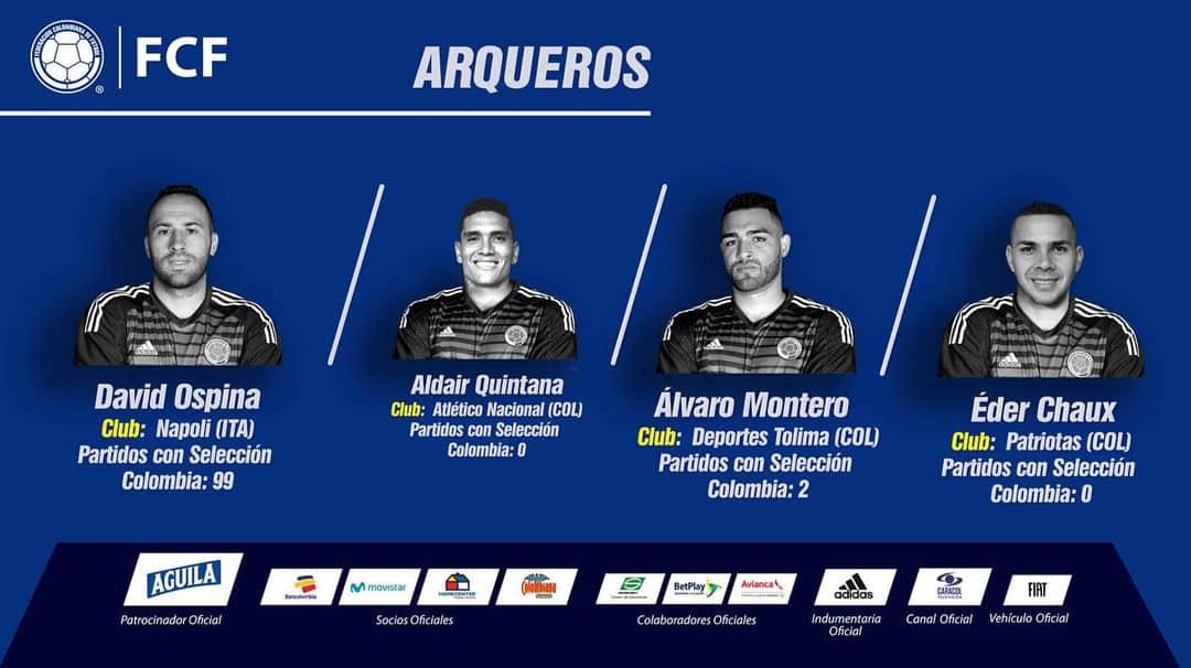 サッカー コロンビア代表チームのインスタグラム：「Estos son los convocados para los amistosos de septiembre frente a Brasil y Venezuela. 🇨🇴💪🏼⚽️ #ElEquipoDeLaGente」