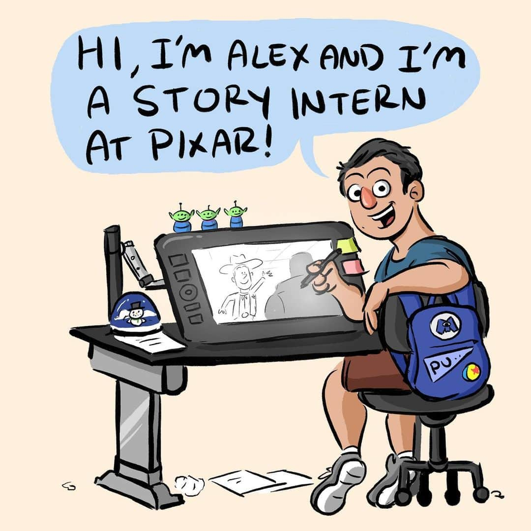 Disney Pixarさんのインスタグラム写真 - (Disney PixarInstagram)「Go #InsidePixar with @itspimwong as he shares his experience of being a Story Intern – in webcomic form! 👨‍🎨 #PixarInterns」8月28日 2時45分 - pixar