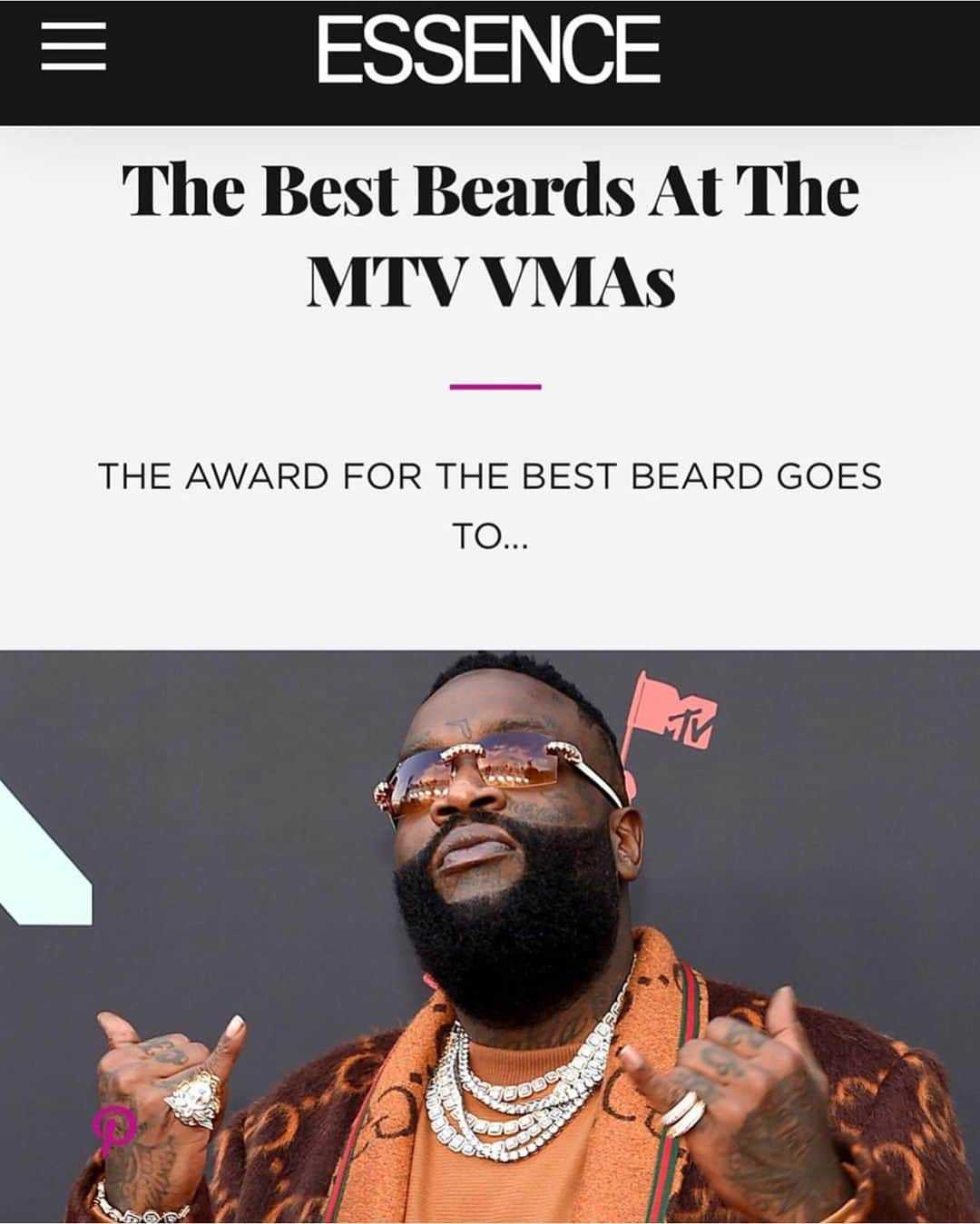 リック・ロスさんのインスタグラム写真 - (リック・ロスInstagram)「Considered one of @vmas best Dressed 🙏🏿but even more proud of taking @essence ‘best beard’ Award ha!! couldn’t have done it without @richbyrickross #1 beard oil in the industry 🏆 available now @sallybeauty !! #bestbeard 🌎  #pom2 now online」8月28日 3時07分 - richforever