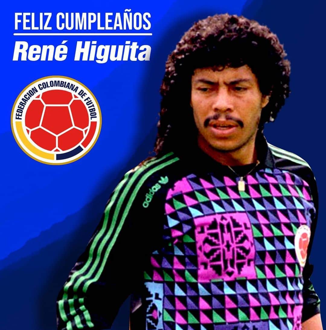 サッカー コロンビア代表チームのインスタグラム：「Feliz cumpleaños #⃣5⃣3⃣ para @higuitarene1. Esperamos que el histórico del arco colombiano sea feliz en su día. 🥳🎂🎈.」