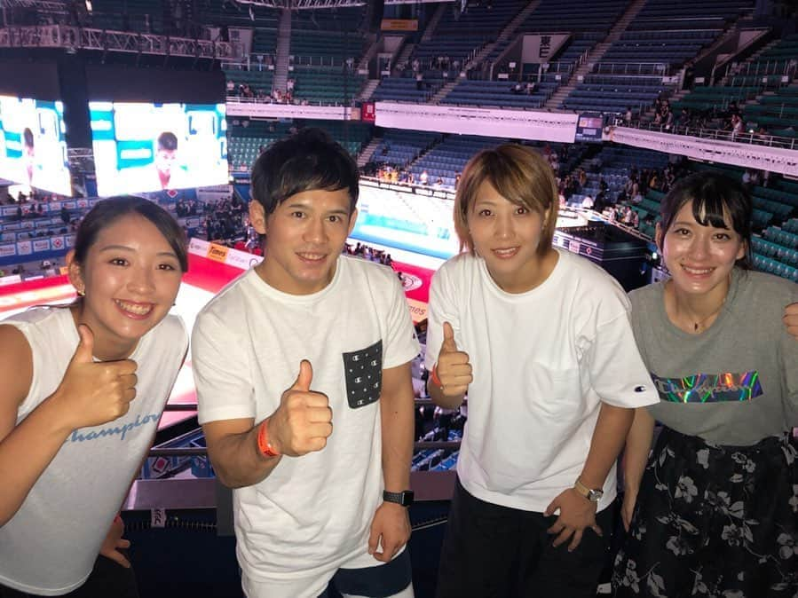 大田理裟さんのインスタグラム写真 - (大田理裟Instagram)「昨日は #日本武道館 で行われた、#柔道世界選手権 に出場する大野さんの応援へ😚 久しぶりにアスリート仲間にも会えて嬉しかったです💕✨ 予選からすべてオール一本の完璧な試合、そして、深々と礼をする姿が印象的でした。とってもかっこよかったです！ 大野さん、お疲れ様でした☺️🥇 世界選手権を実際に見ることができて凄く刺激を受けました🥰私も頑張っていこう。」8月28日 17時53分 - ota_risa